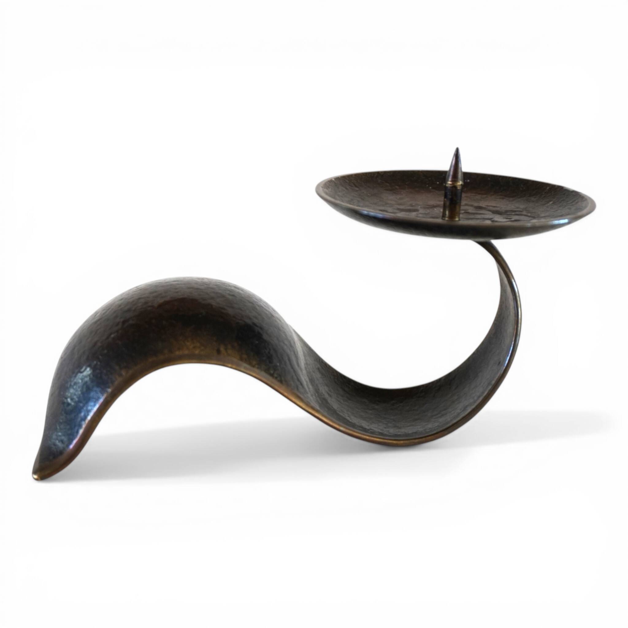 Bauhaus Sculptural Bronze Candlestick by Benno Meyer, 1930