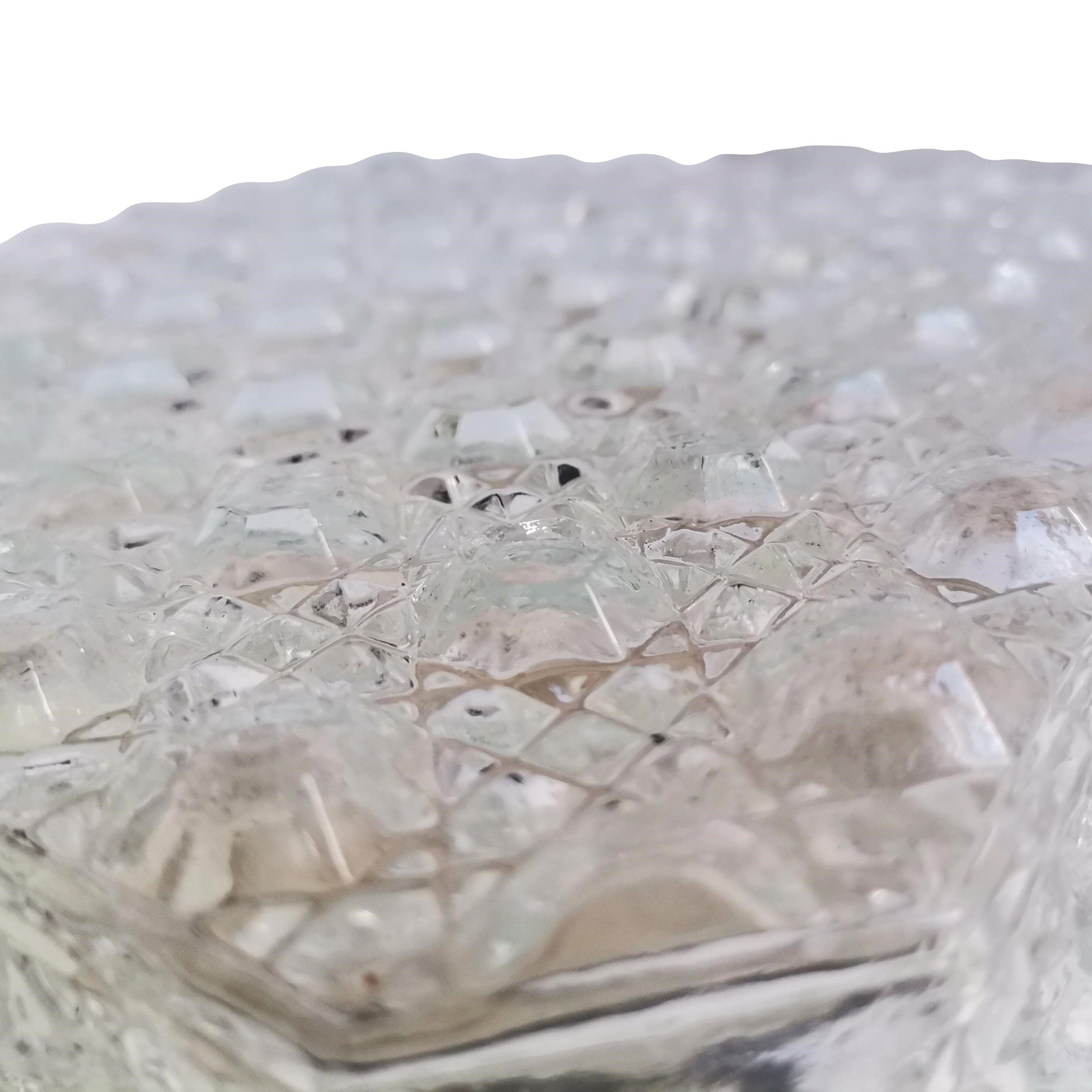 Square glass ceiling light with bubbles 1960's