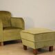 Pair of vintage velvet armchairs with footrest - 1950s