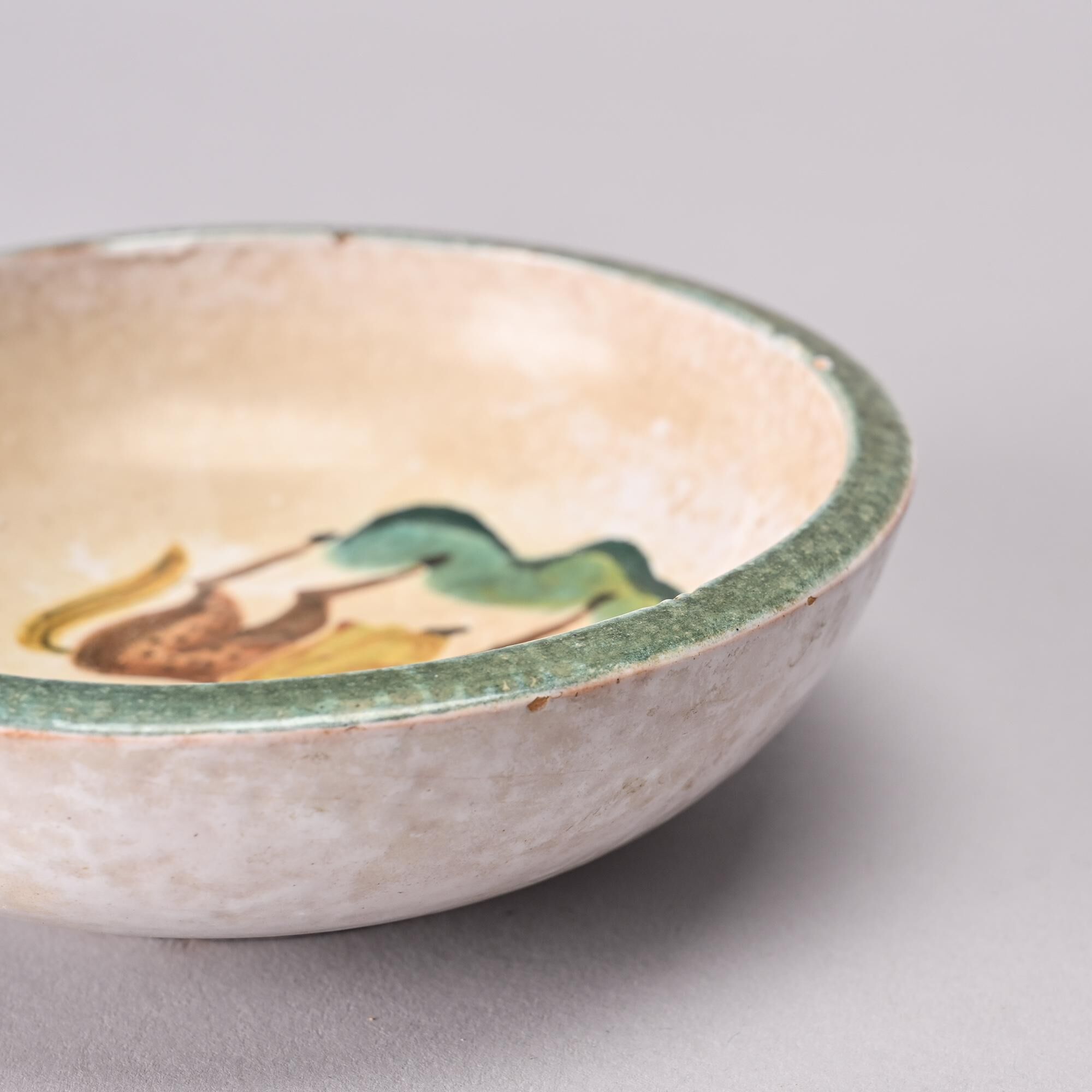 Decorative ceramic bowl attributed to Menelika, Switzerland, circa 1930-1950.