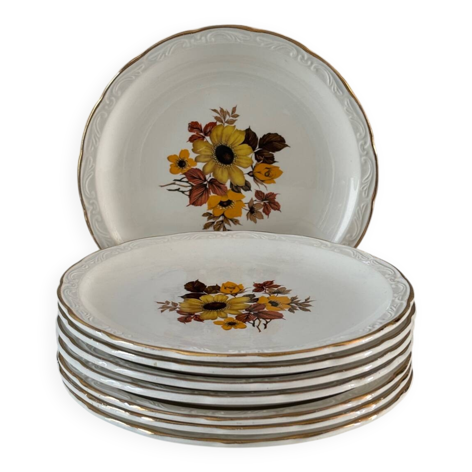 Antique Digoin earthenware dessert plates