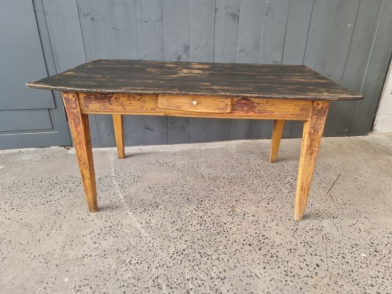 Wooden farmhouse table top black patina