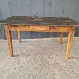 Table de ferme bois dessus patine noire