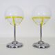 Pair of Space Age table lamps in chromed metal with opaline globe. 1970s