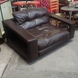 Dark brown leather armchair from steiner by designer pascal daveluy model ranelagh
