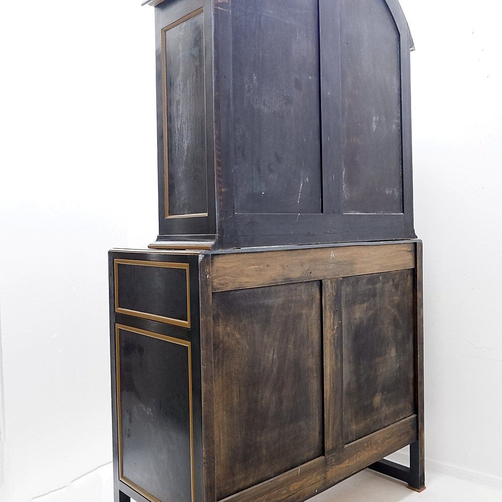 Double-bodied sideboard in grey lacquered wood - one pair available (A)