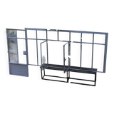 Old glass roof with door and window