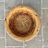 Vintage woven wicker umbrella stand