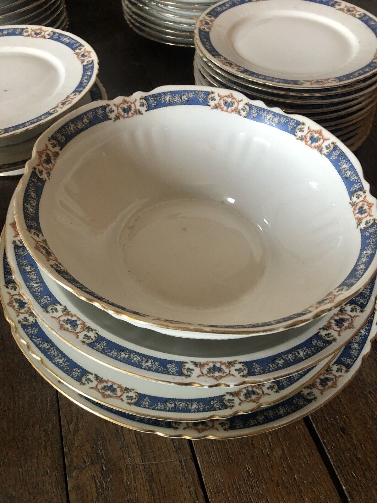 Full service 74 pieces Limoges porcelain vintage art deco