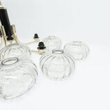 See Delmas chandelier, 5 branches, black and gold, transparent glass, 1960