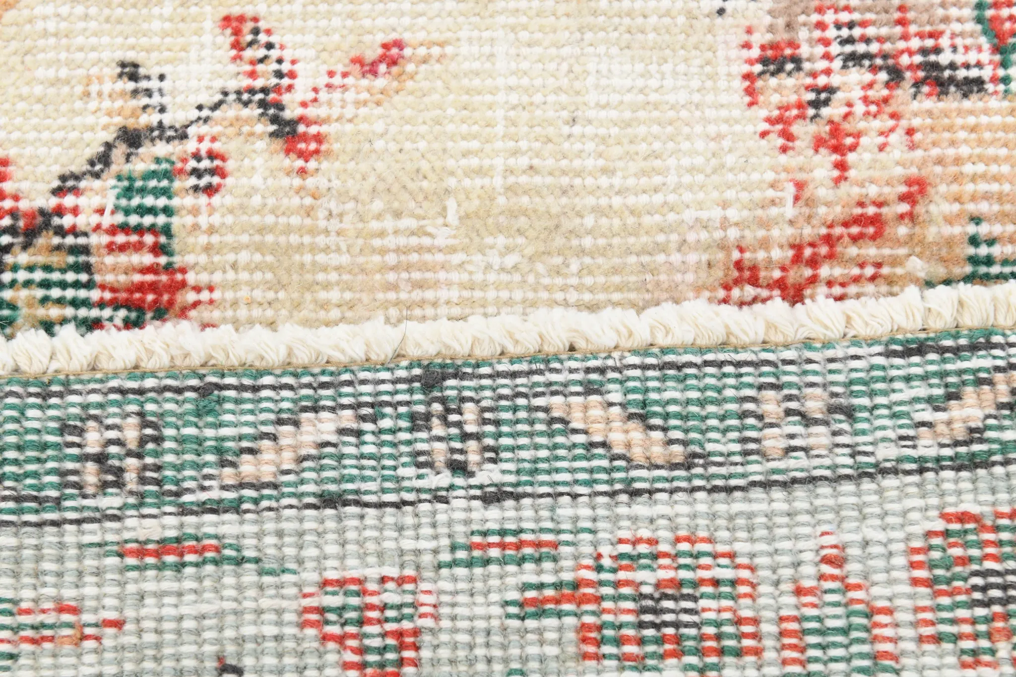 Dusty Red & Green Turkish Vintage Rug, Persian Style Oriental Carpet,