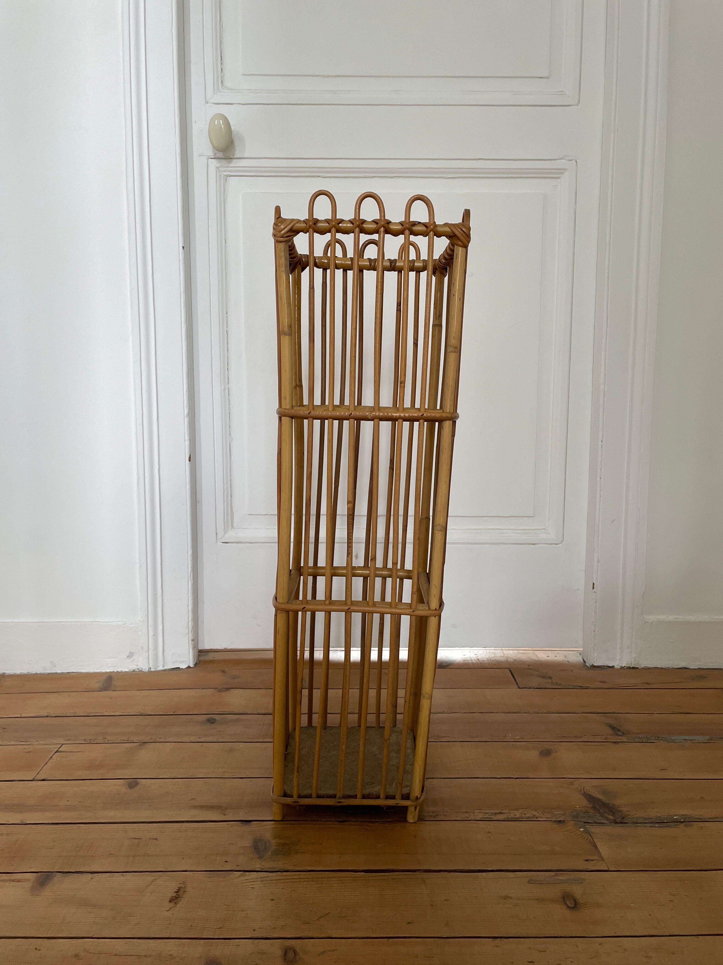 Vintage bamboo rattan umbrella holder