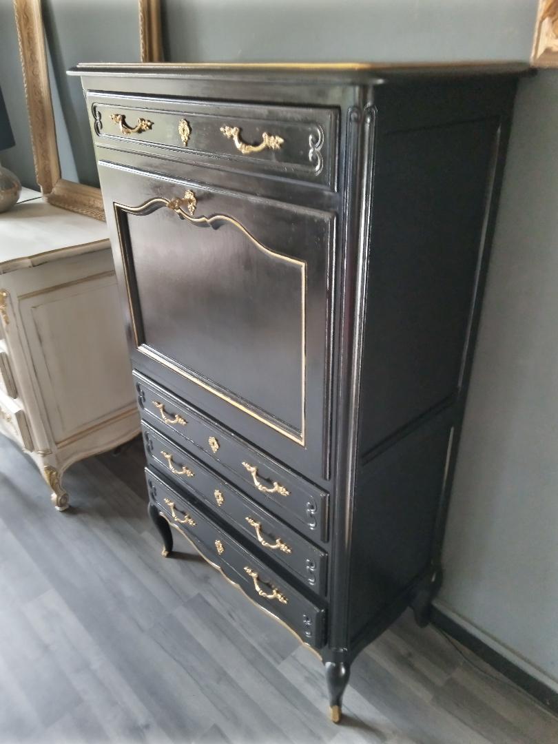 Black and gilded Louis XV style writing desk