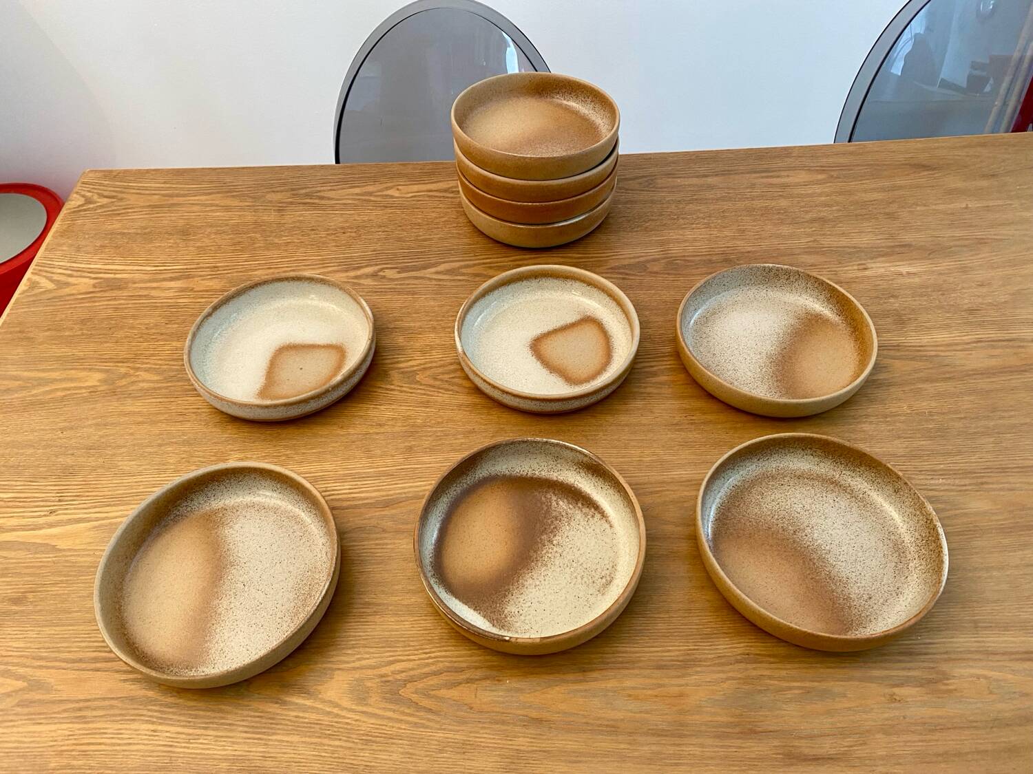 Serving dessert plates Grès France vintage 80s