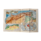 Ancienne carte de l'Afrique du Nord de 1945