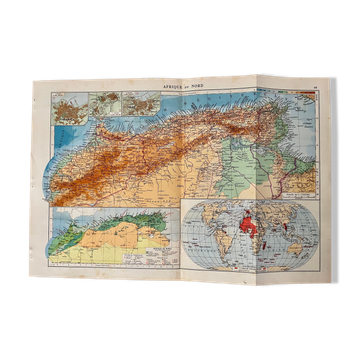 Old map of North Africa from 1945