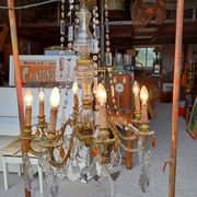 19th Bronze and Crystal Chandelier