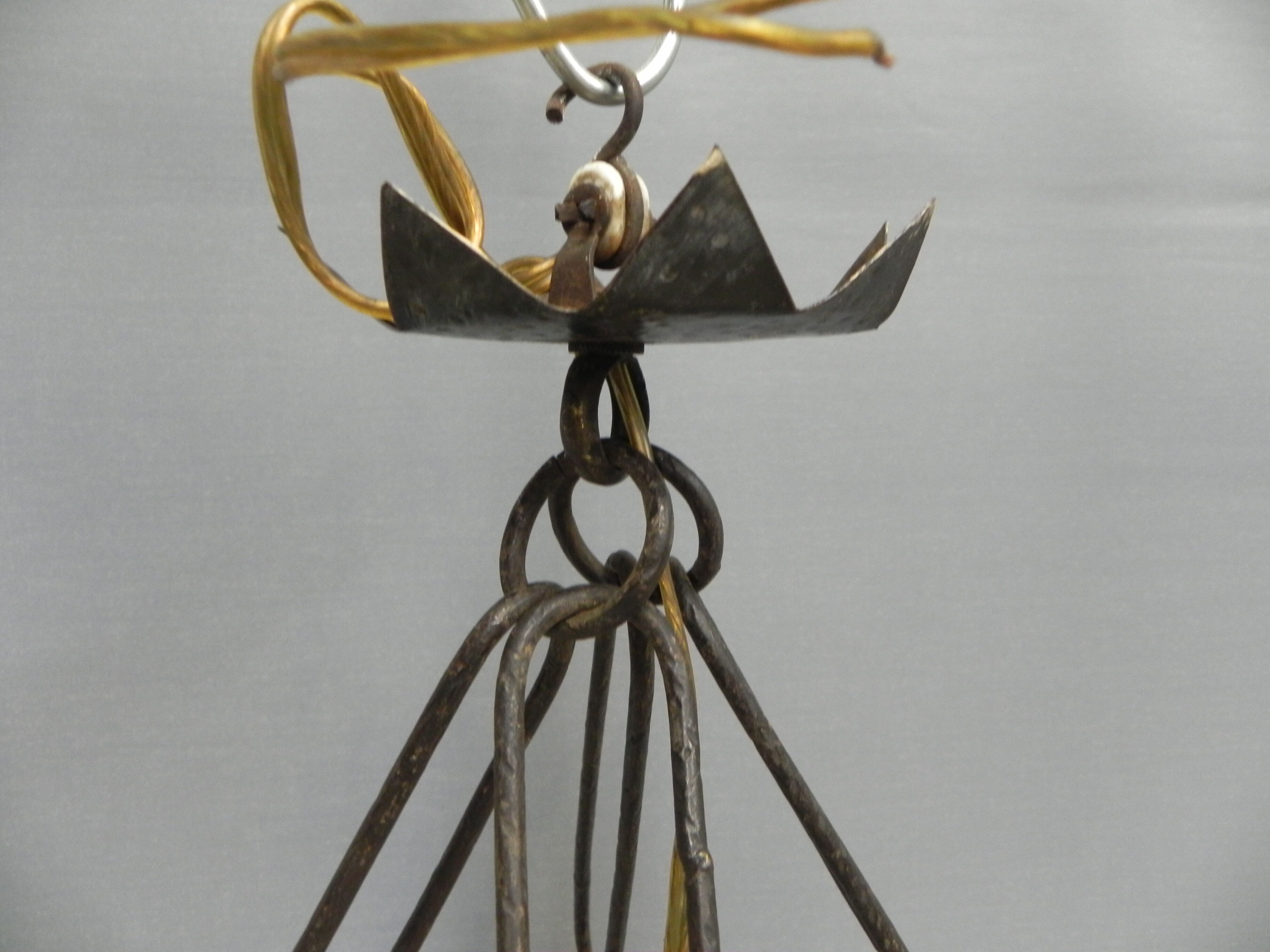 Art deco hanging lamp with 4 cloudy glass plates