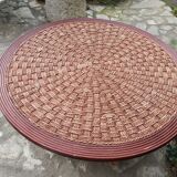 Table basse et tabourets en corde vintage
