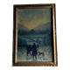 Huile sur toile par Bernard XXe représentant une fermière sur un chemin