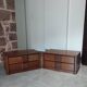 Pair of vintage Scandinavian design modules, bedside table, chest of drawers, sideboard, table.