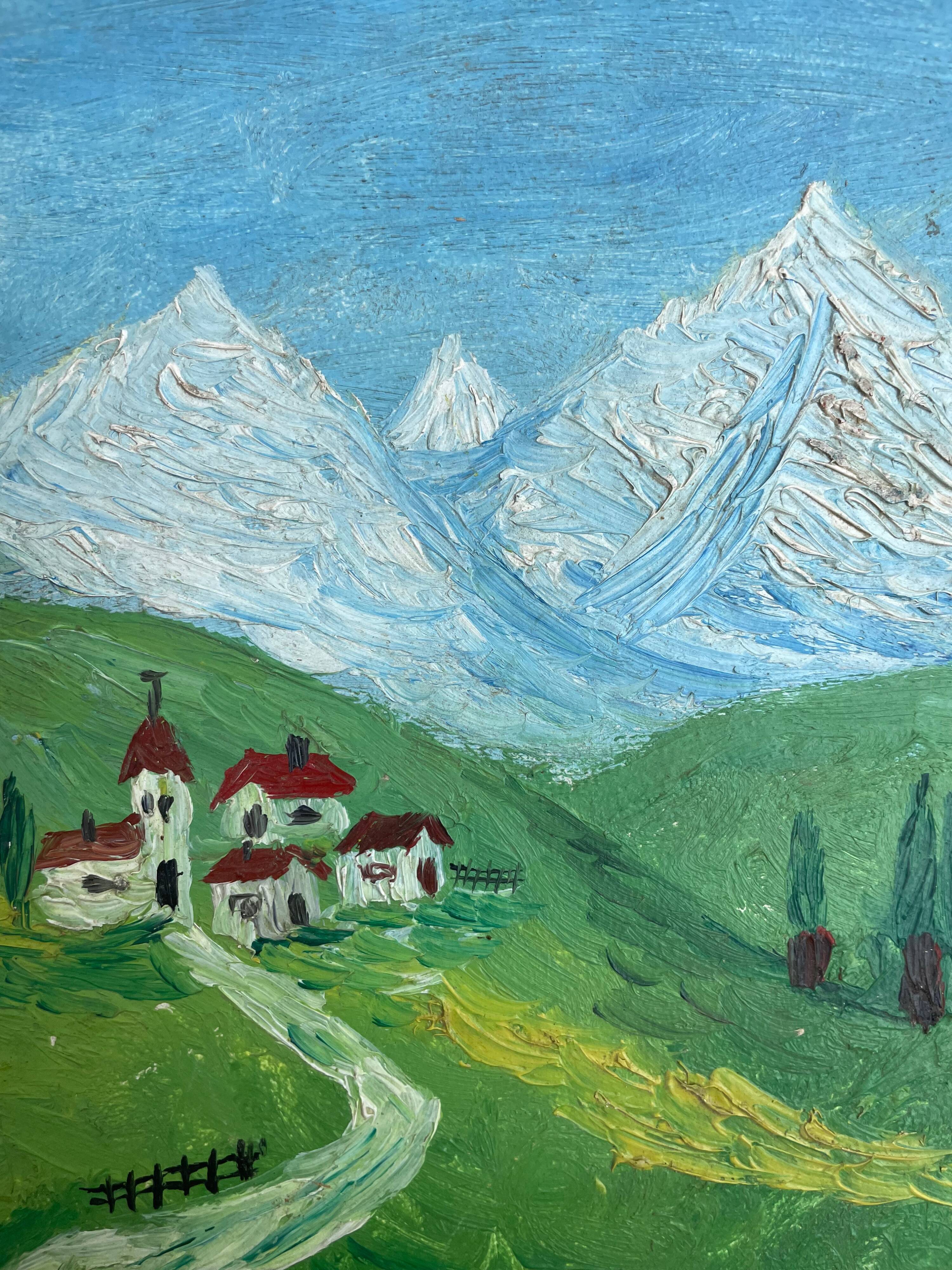 Old landscape painting in the taste of Utrillo XXth