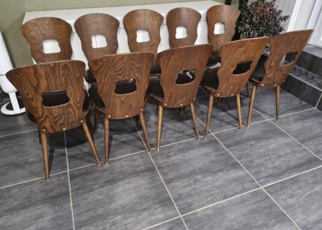 Set of 10 vintage Baumann "Gentiane" bistro chairs, 1960s