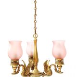 3-branched chandelier in gilded bronze.