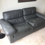 Poltrona Frau grey leather sofa - Petronio model