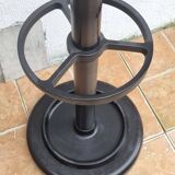 Black lacquered metal coat rack, 8 hooks and umbrella stand, 182 cm