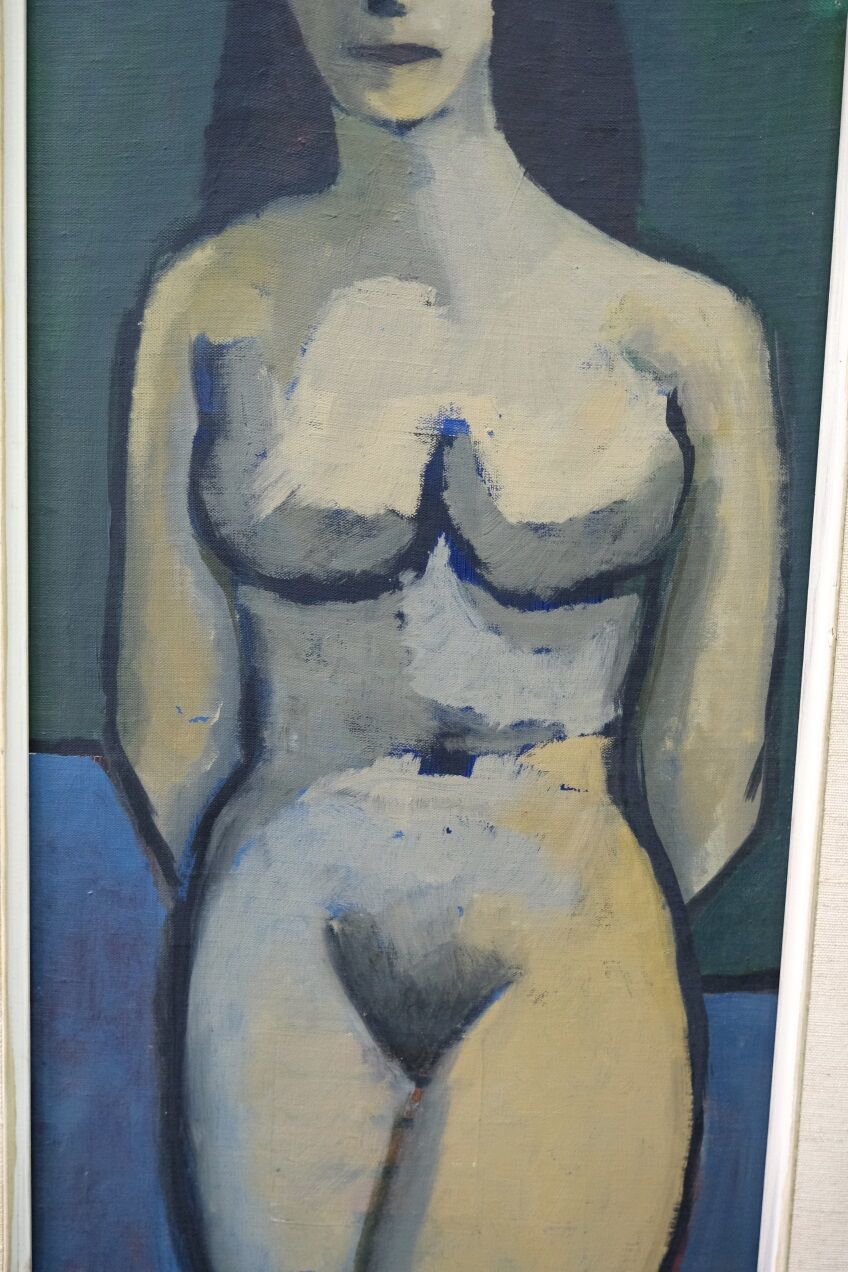 Nude, Swedish Modern Signed Painting, 1960s, Oil on Canvas, Framed