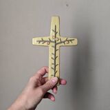 Jeanne Leveque ceramic crucifix, religious cross, wall decoration