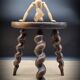 Tabouret tripode bois tourné