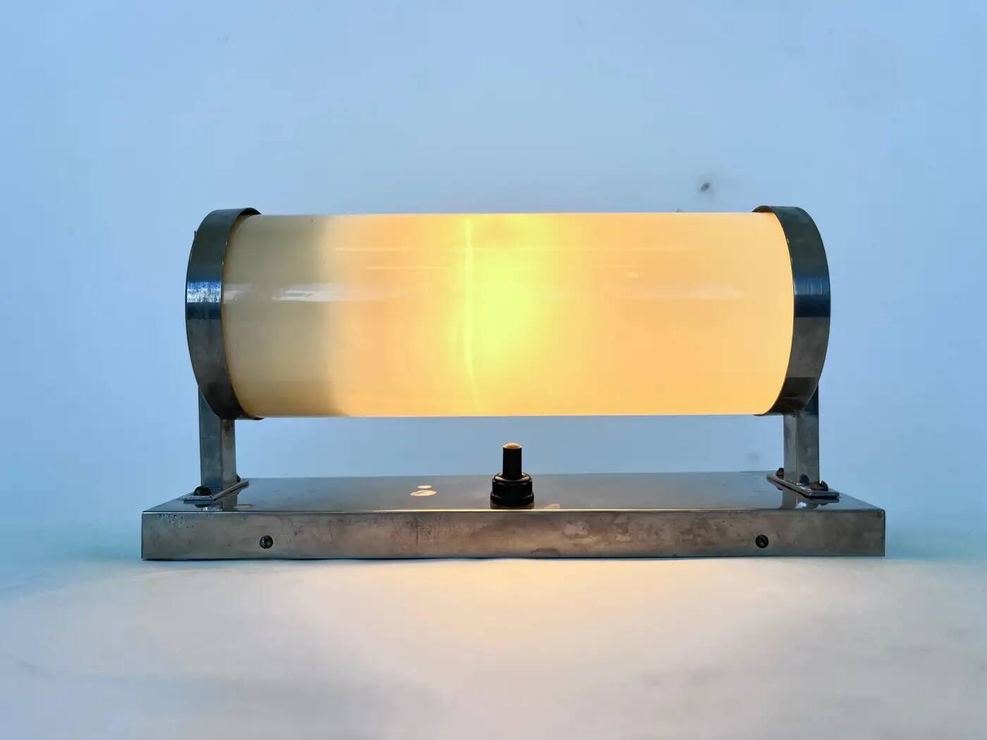 Chrome design Bauhaus wall lamp, 1930s - Czechoslovakia