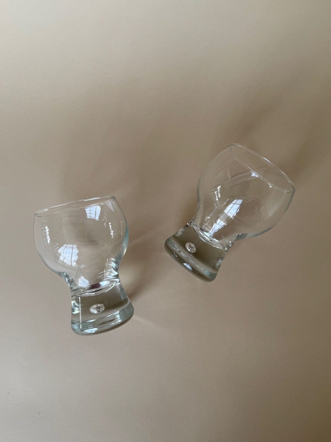 Vintage Set Of 2 Modernist Glass by Goran Warff for Kosta Boda