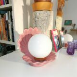 Ceramic shell lamp and opaline bead, saint-jacques, france, 1980