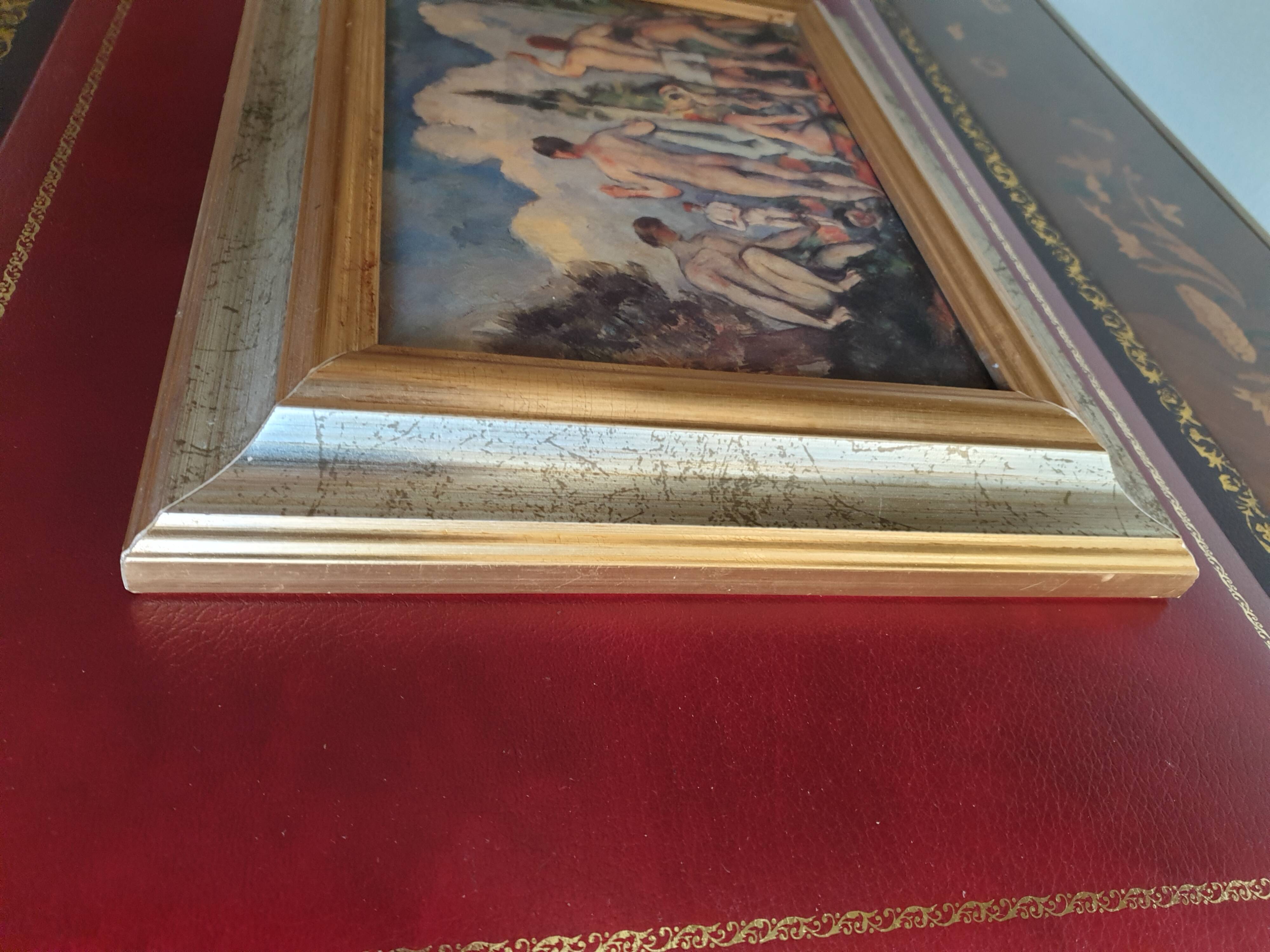 Set of two paintings with identical gold and silver frames