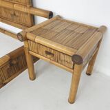 Bamboo two person bed 180 x 210 cm with night stands