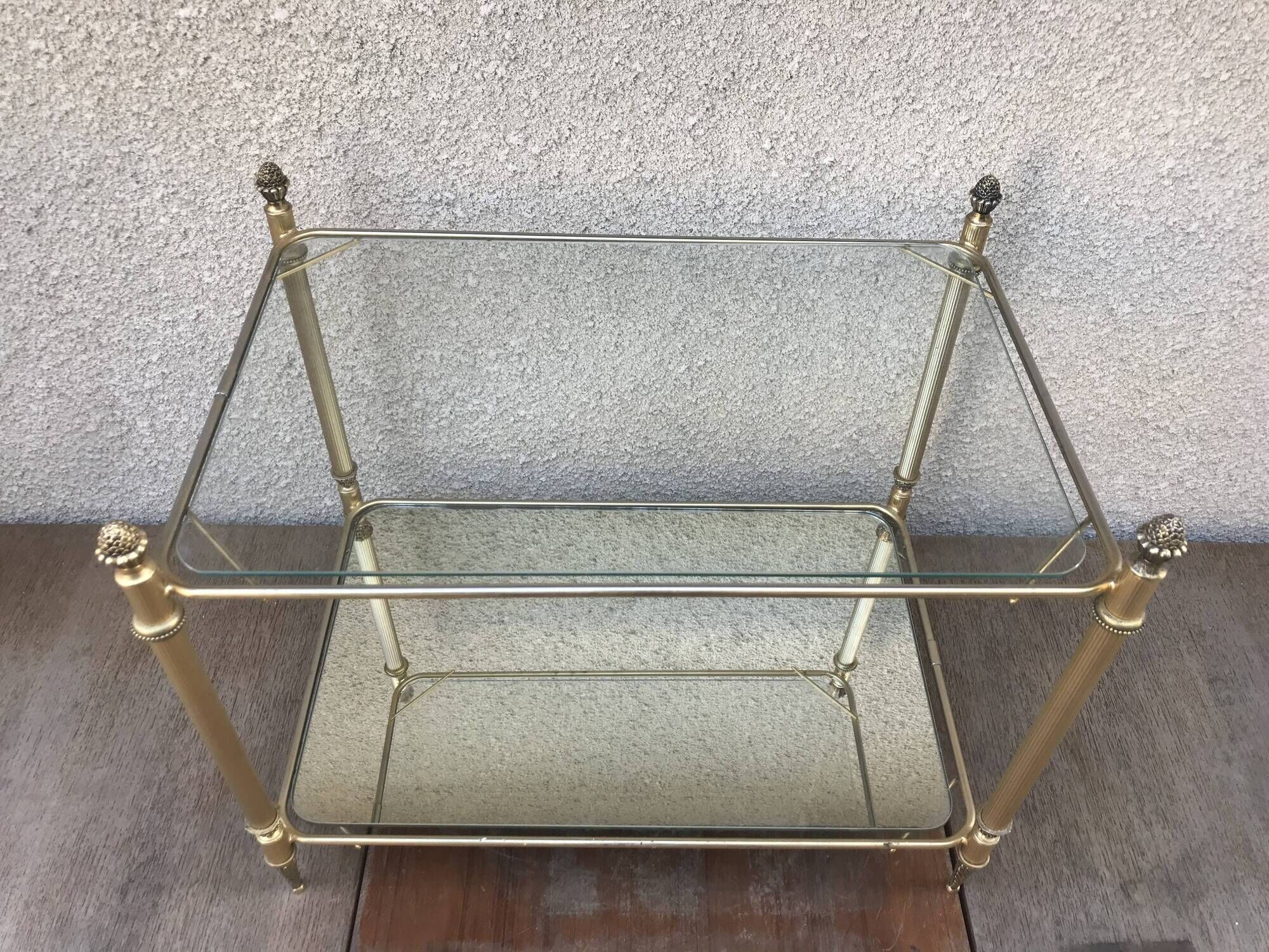 Pair of Old besides in brass and glass