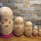 Pyrographed matryoshka Russian doll 5