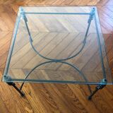 Table basse en verre et fer forgé