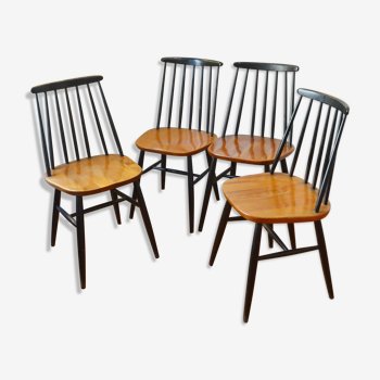 Lot de 4 chaises scandinaves vintage années 50 / 60