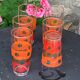 6 glasses to orangeade mosaic orange and green vintage 1970