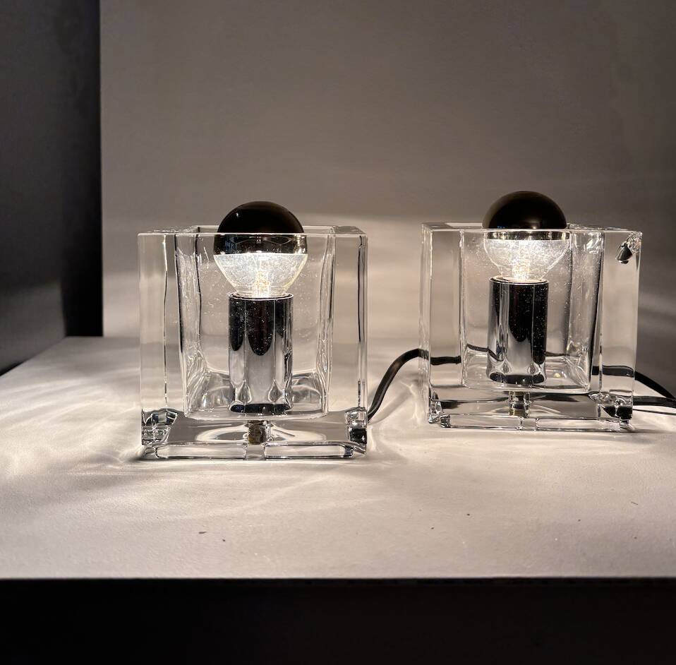 Pair of vintage Nachtmann Leuchten glass lamps