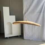 Rattan suspension or shade in the shape of a braided undulating circular tray d:80