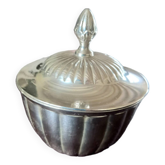 Covered silver sugar bowl