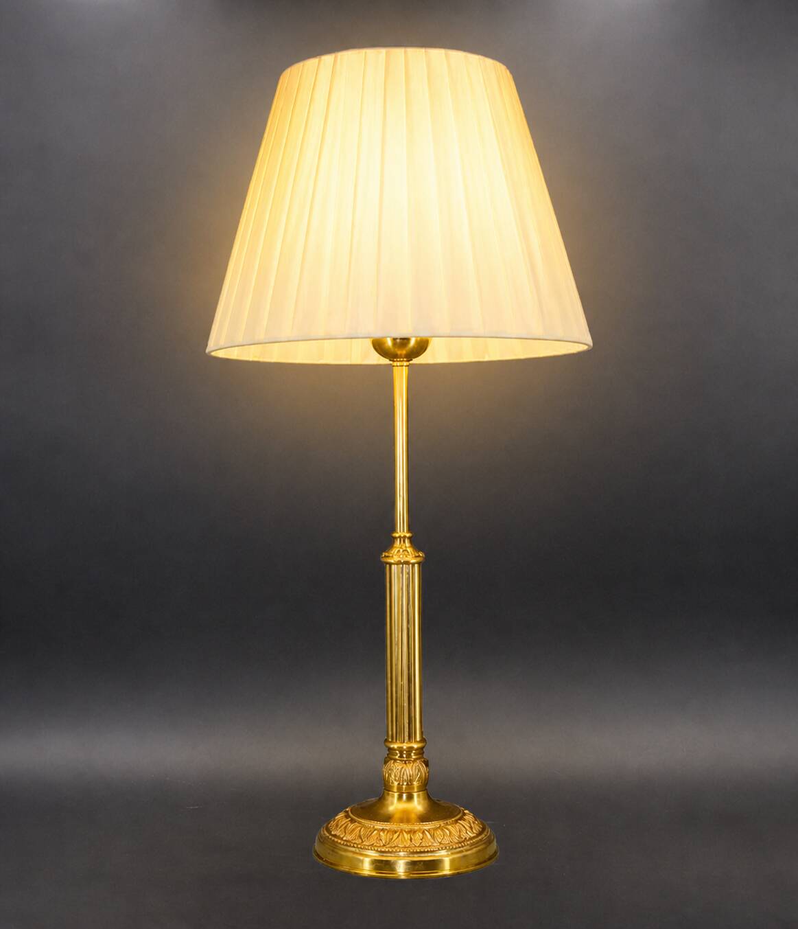 Bronze Gilt Bouillotte Lamp with Pleated Shade