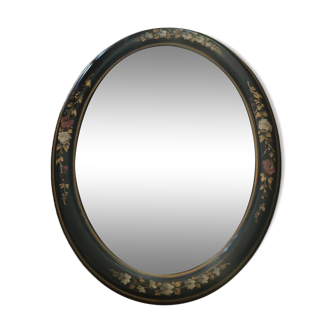 Très joli miroir vintage fleuri peint à la main