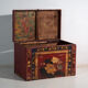Antique chest painted vermilion red made of pine – China, circa 1900