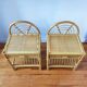 Paire de tables de chevets vintage en rotin clair